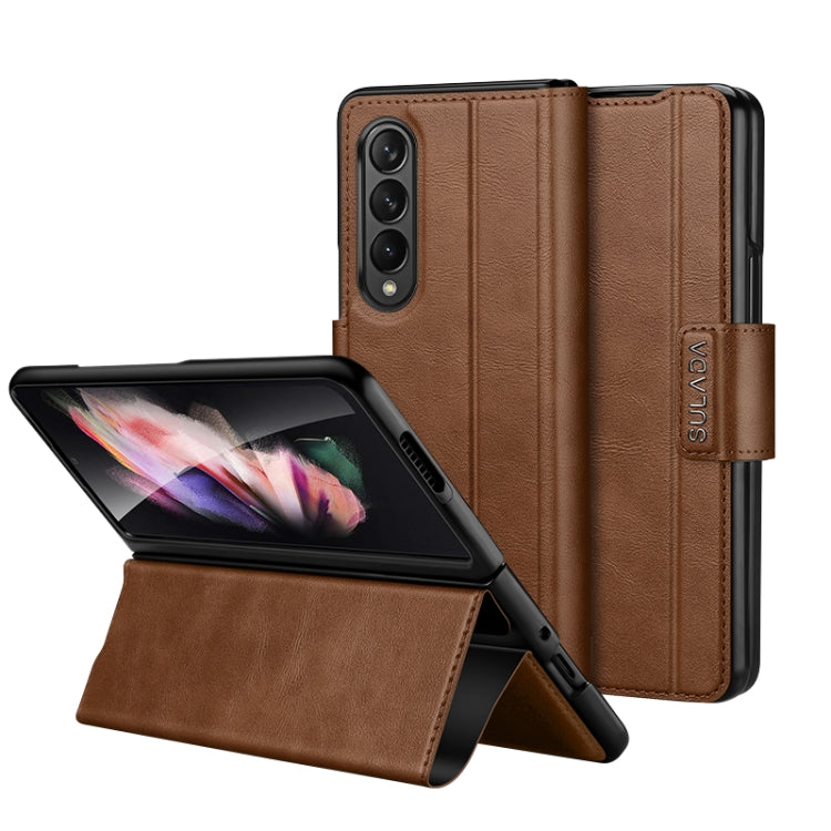 For Samsung Galaxy Z Fold2 / W21 SULADA All-inclusive Magnetic Snap Flip Leather Phone Case(Brown) - free shipping - PMC TechLife - Order now!
