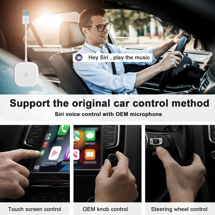 USB + USB-C / Type-C Wired to Wireless Carplay Adapter for iPhone(White) - free shipping - PMC TechLife - Order now!