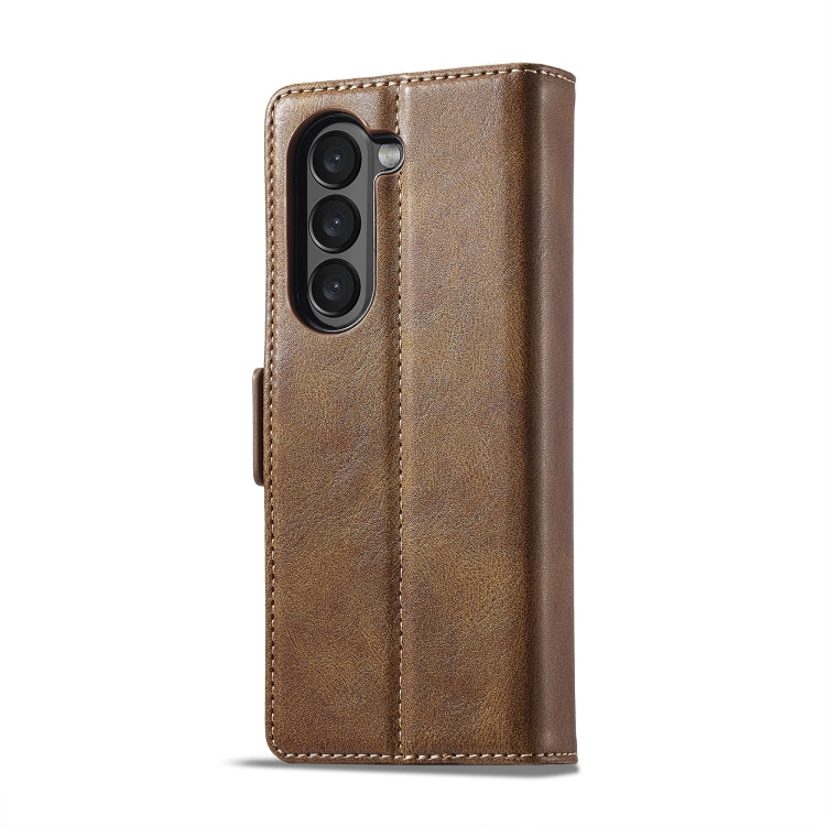 For Samsung Galaxy Z Fold5 LC.IMEEKE RFID Anti-theft Leather Phone Case(Brown) - free shipping - PMC TechLife - Order now!
