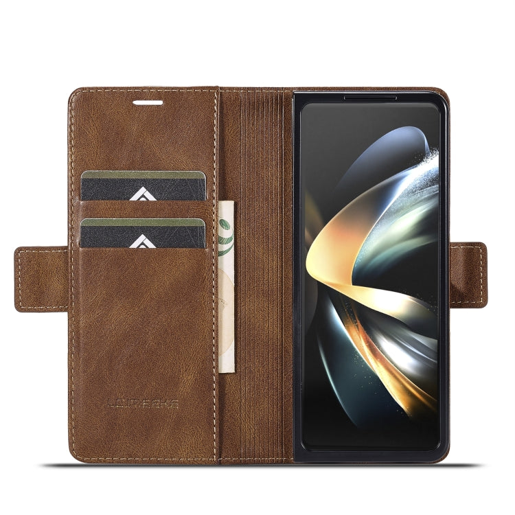 For Samsung Galaxy Z Fold5 LC.IMEEKE RFID Anti-theft Leather Phone Case(Brown) - free shipping - PMC TechLife - Order now!