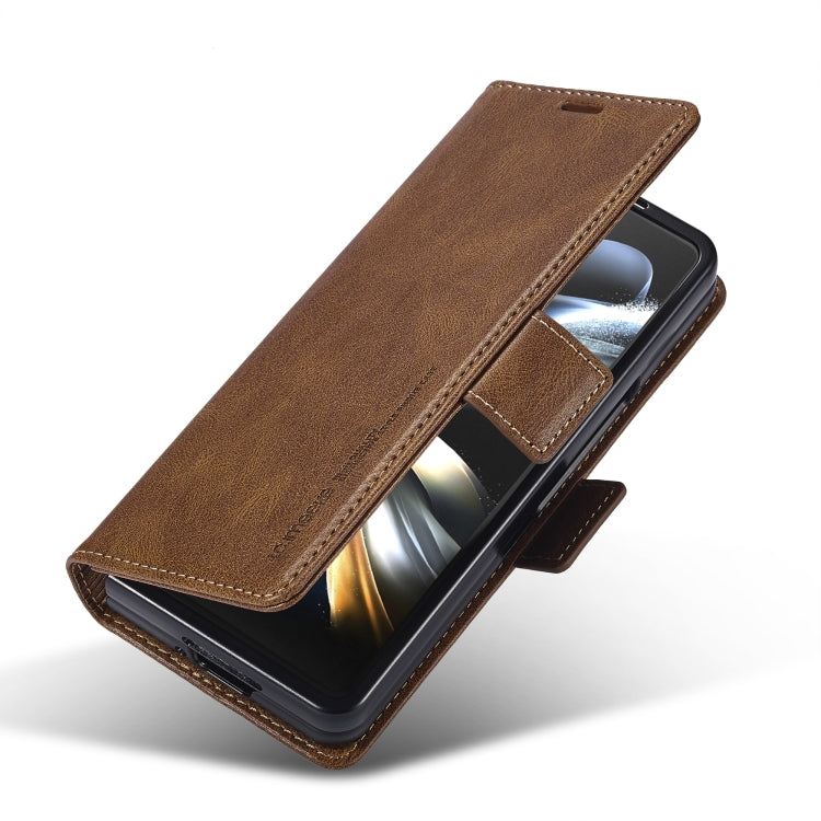 For Samsung Galaxy Z Fold5 LC.IMEEKE RFID Anti-theft Leather Phone Case(Brown) - free shipping - PMC TechLife - Order now!