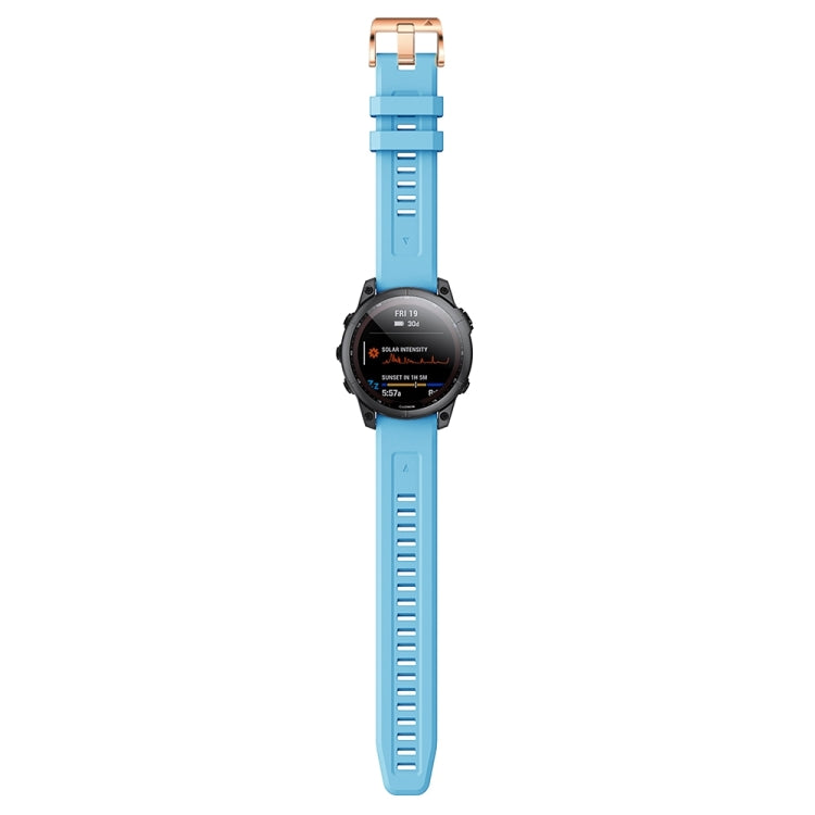 Compatible with Garmin Epix Pro 42mm Rose Gold Buckle Silicone Watch Band(Sky Blue) - free shipping - PMC TechLife - Order now!