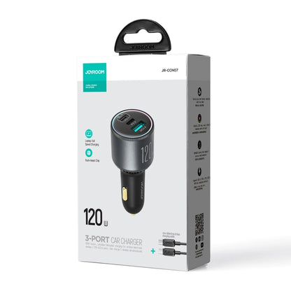 JOYROOM JR-CCN07 120W Dual PD+QC3.0 3-Port Car Charger(Dark Gray) - Car Charger by JOYROOM | Online Shopping South Africa | PMC Jewellery