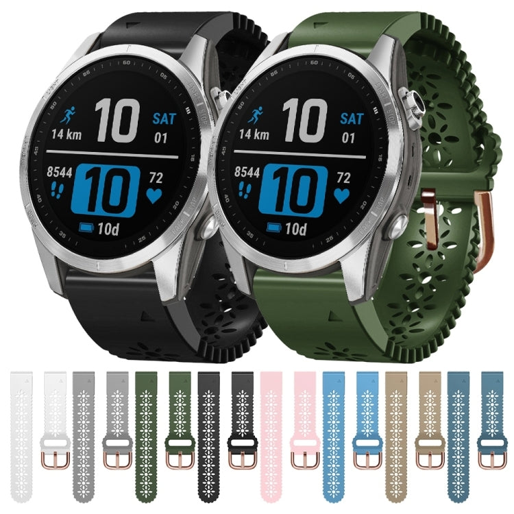Compatible with Garmin Epix Pro 42mm Lady Lace Punch Silicone Watch Band(Grey) - Watch Bands by PMC TechLife | Online Shopping South Africa | PMC TechLife | Buy Now Pay Later Mobicred