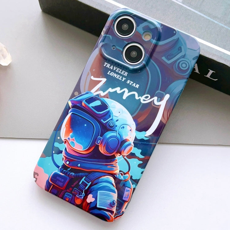 For iPhone 14 Plus Painted Pattern Precise Hole PC Phone Case(Blue Paint Astronaut) - iPhone 14 Plus Cases by PMC TechLife | Online Shopping South Africa | PMC TechLife