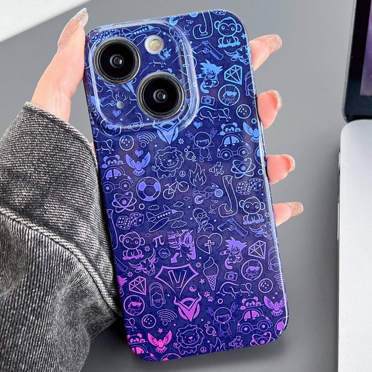 For iPhone 14 Plus Painted Pattern Precise Hole PC Phone Case(Red Blue Graffiti) - iPhone 14 Plus Cases by PMC TechLife | Online Shopping South Africa | PMC TechLife