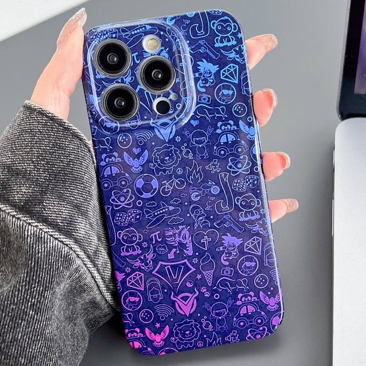 For iPhone 14 Pro Painted Pattern Precise Hole PC Phone Case(Red Blue Graffiti) - iPhone 14 Pro Cases by PMC TechLife | Online Shopping South Africa | PMC TechLife