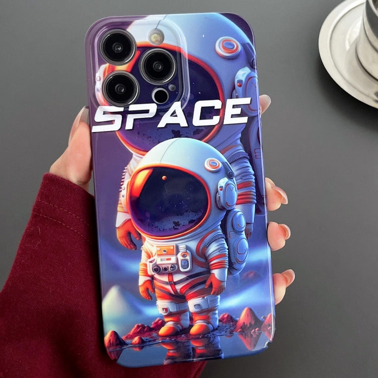 For iPhone 14 Pro Max Painted Pattern Precise Hole PC Phone Case(Orange White Astronaut) - iPhone 14 Pro Max Cases by PMC TechLife | Online Shopping South Africa | PMC TechLife