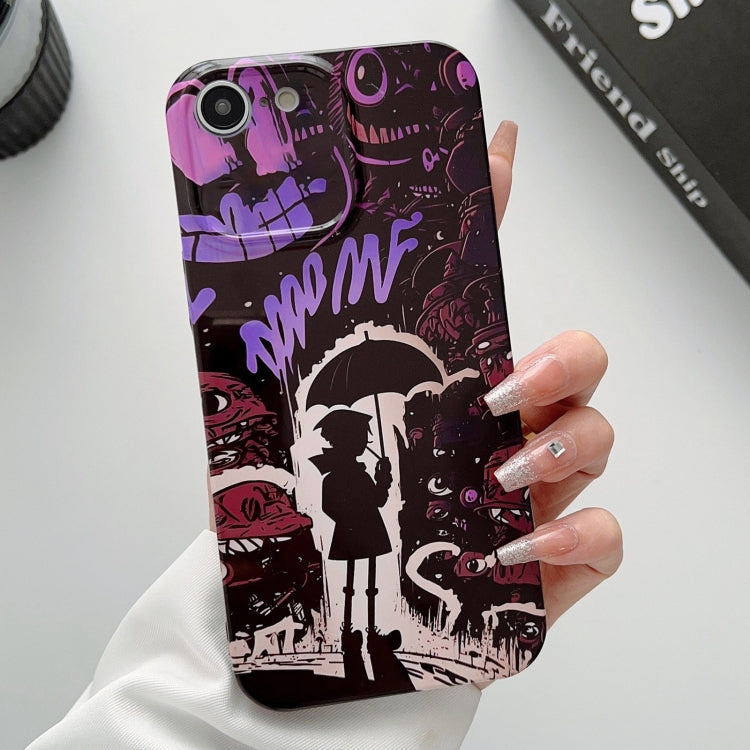 For iPhone SE 2022 / 2020 / 8 / 7 Painted Pattern Precise Hole PC Phone Case(Black Purple Umbrella Boy) - iPhone SE 2022 / 2020 / 8 / 7 Cases by PMC TechLife | Online Shopping South Africa | PMC TechLife