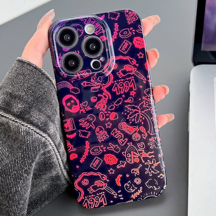For iPhone 13 Pro Max Painted Pattern Precise Hole PC Phone Case(Black Red Graffiti) - free shipping - PMC TechLife - Order now!