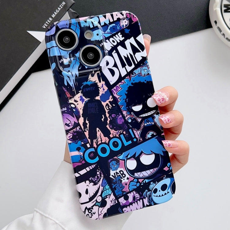 For iPhone 13 Painted Pattern Precise Hole PC Phone Case(Purple Comics) - iPhone 13 Cases by PMC TechLife | Online Shopping South Africa | PMC TechLife