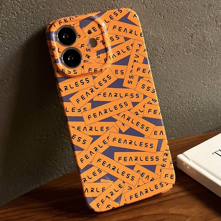For iPhone 12 Painted Pattern Precise Hole PC Phone Case(Orange Label) - iPhone 12 / 12 Pro Cases by PMC TechLife | Online Shopping South Africa | PMC TechLife