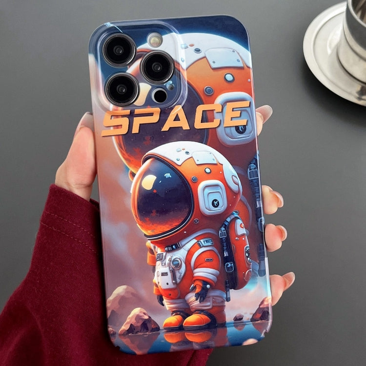 For iPhone 12 Pro Max Painted Pattern Precise Hole PC Phone Case(Orange Astronaut) - iPhone 12 Pro Max Cases by PMC TechLife | Online Shopping South Africa | PMC TechLife