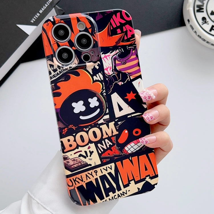 For iPhone 12 Pro Max Painted Pattern Precise Hole PC Phone Case(Orange Comics) - iPhone 12 Pro Max Cases by PMC TechLife | Online Shopping South Africa | PMC TechLife