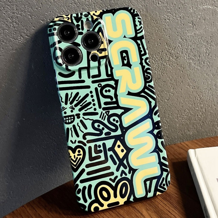 For iPhone 12 Pro Max Painted Pattern Precise Hole PC Phone Case(Green SCR) - iPhone 12 Pro Max Cases by PMC TechLife | Online Shopping South Africa | PMC TechLife