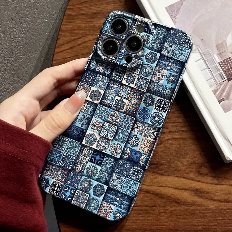 For iPhone 12 Pro Painted Pattern Precise Hole PC Phone Case(Green Plaid) - iPhone 12 / 12 Pro Cases by PMC TechLife | Online Shopping South Africa | PMC TechLife