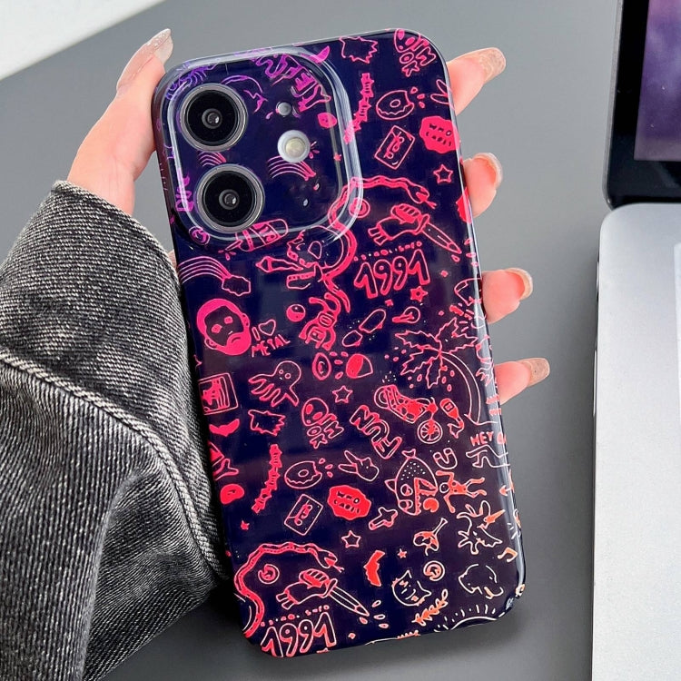 For iPhone 11 Painted Pattern Precise Hole PC Phone Case(Black Red Graffiti) - iPhone 11 Cases by PMC TechLife | Online Shopping South Africa | PMC TechLife