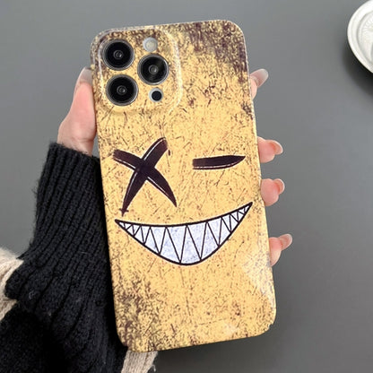 For iPhone 11 Pro Painted Pattern Precise Hole PC Phone Case(Yellow Background Smiling) - iPhone 11 Pro Cases by PMC Jewellery | Online Shopping South Africa | PMC Jewellery