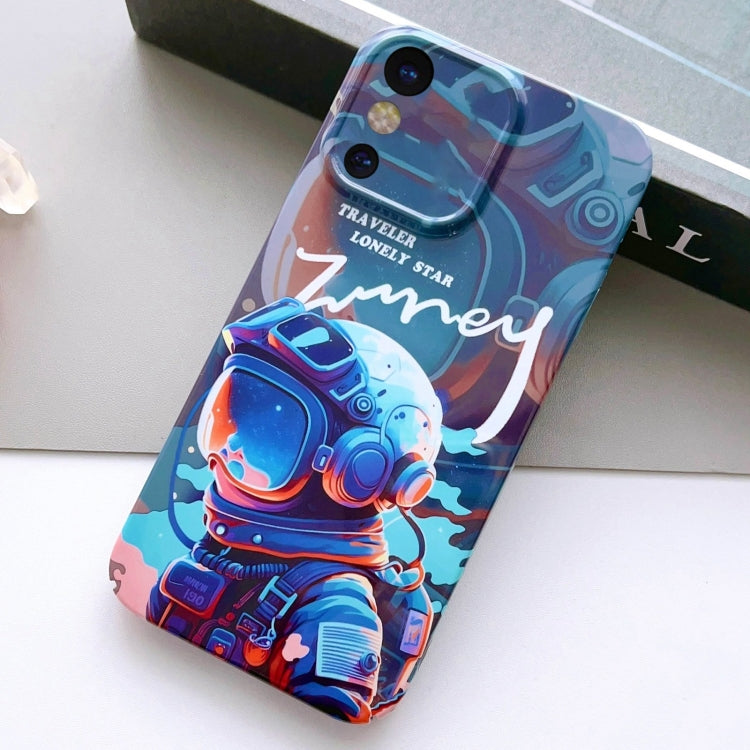 For iPhone X / XS Painted Pattern Precise Hole PC Phone Case(Blue Paint Astronaut) - More iPhone Cases by PMC Jewellery | Online Shopping South Africa | PMC Jewellery