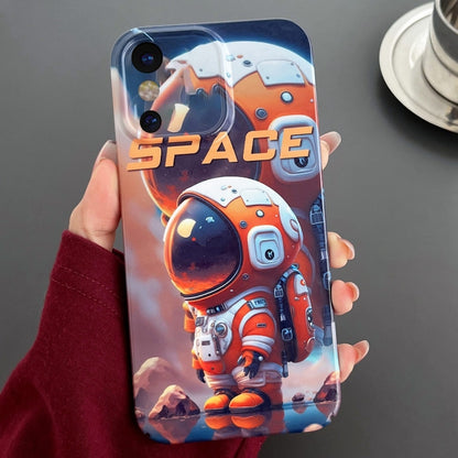 For iPhone X / XS Painted Pattern Precise Hole PC Phone Case(Orange Astronaut) - More iPhone Cases by PMC Jewellery | Online Shopping South Africa | PMC Jewellery