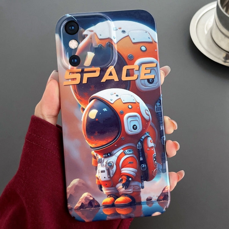 For iPhone XS Max Painted Pattern Precise Hole PC Phone Case(Orange Astronaut) - More iPhone Cases by PMC Jewellery | Online Shopping South Africa | PMC Jewellery