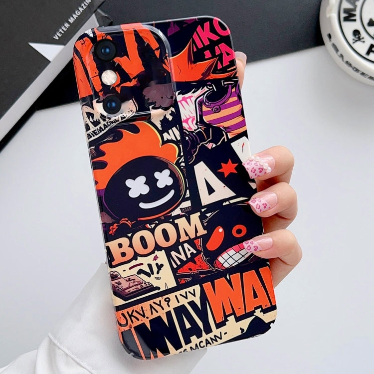 For iPhone XS Max Painted Pattern Precise Hole PC Phone Case(Orange Comics) - More iPhone Cases by PMC TechLife | Online Shopping South Africa | PMC TechLife