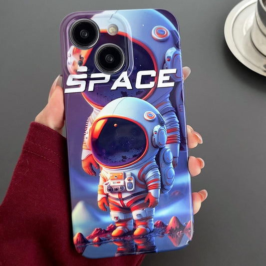 For iPhone 15 Plus Painted Pattern Precise Hole PC Phone Case(Orange White Astronaut) - iPhone 15 Plus Cases by PMC Jewellery | Online Shopping South Africa | PMC Jewellery