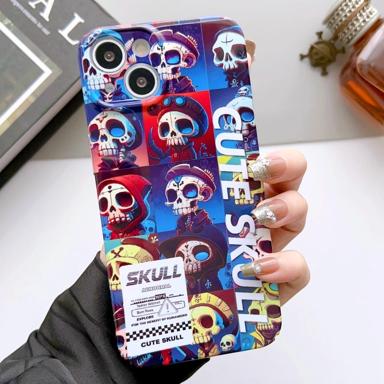 For iPhone 15 Pro Painted Pattern Precise Hole PC Phone Case(Cute Skull) - iPhone 15 Pro Cases by PMC TechLife | Online Shopping South Africa | PMC TechLife