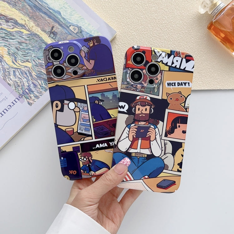 For iPhone X / XS Painted Pattern Precise Hole PC Phone Case(Blue Paint Astronaut) - More iPhone Cases by PMC Jewellery | Online Shopping South Africa | PMC Jewellery