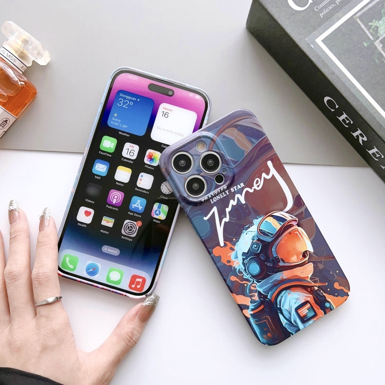 For iPhone XS Max Painted Pattern Precise Hole PC Phone Case(Orange White Astronaut) - More iPhone Cases by PMC Jewellery | Online Shopping South Africa | PMC Jewellery