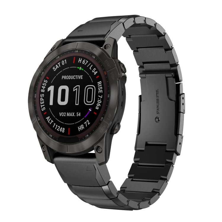 Compatible with Garmin Fenix 7 Pro 47mm Tortoise Shell Stainless Steel Watch Band(Black) - Watch Bands by PMC TechLife | Online Shopping South Africa | PMC TechLife | Buy Now Pay Later Mobicred
