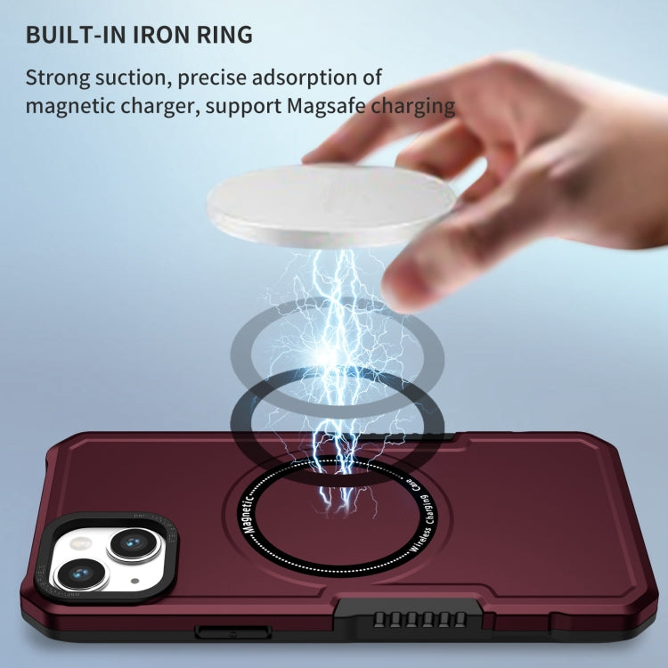 For iPhone 15 Shockproof Armor MagSafe Phone Case(Wine Red) - free shipping - PMC TechLife - Order now!