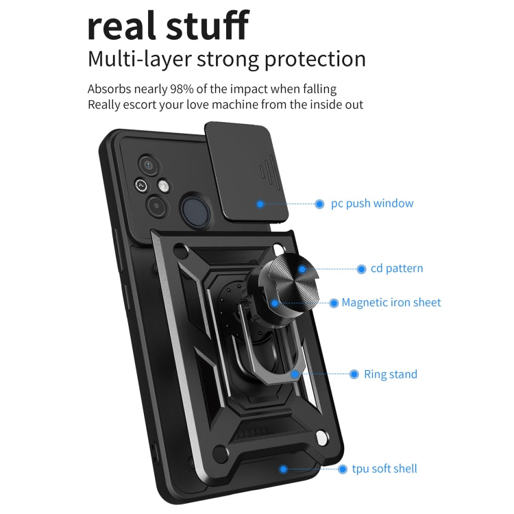 For Xiaomi Redmi 12 4G Sliding Camera Cover Design TPU Hybrid PC Phone Case(Silver) - free shipping - PMC TechLife - Order now!