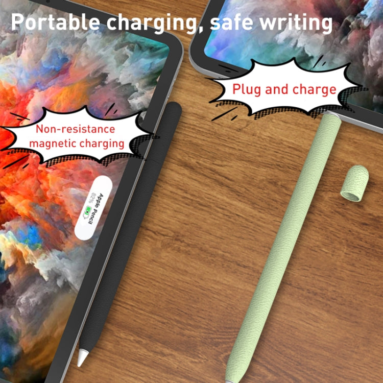 For Apple Pencil 2 LOVE MEI Frosted Leather Texture Silicone Protective Pen Case(Blue) - Pencil Accessories by LOVE MEI | Online Shopping South Africa | PMC TechLife