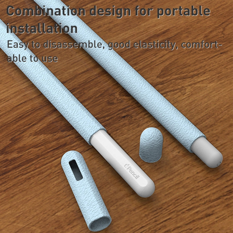 For Apple Pencil 1 LOVE MEI Frosted Leather Texture Silicone Protective Pen Case(Blue) - Pencil Accessories by LOVE MEI | Online Shopping South Africa | PMC TechLife