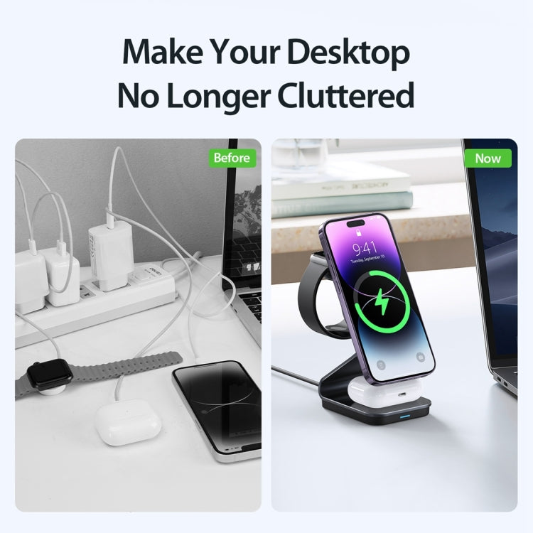 DUZZONA W15 15W 3 in 1 Transparent Magnetic Suction Wireless Charging Stand - free shipping - PMC TechLife - Order now!