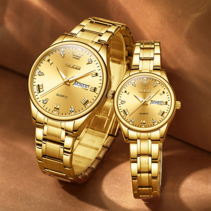 1pair OLEVS 5563 Couple Luminous Waterproof Quartz Watch(Gold) - Couple Watches by OLEVS | Online Shopping South Africa | PMC Jewellery