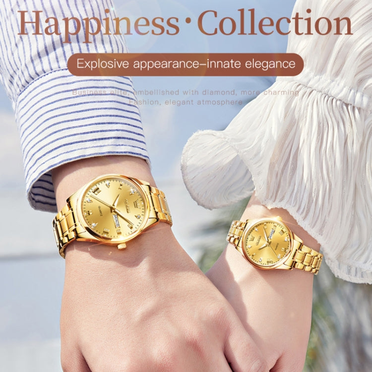 1pair OLEVS 5563 Couple Luminous Waterproof Quartz Watch(Gold) - Couple Watches by OLEVS | Online Shopping South Africa | PMC Jewellery