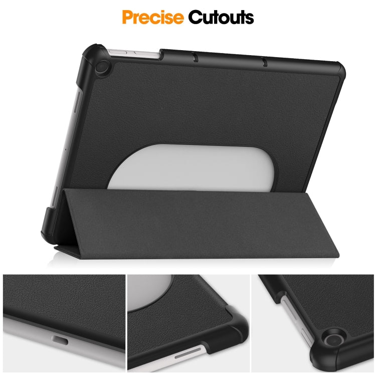 For Google Pixel Tablet Custer Pure Color 3-Fold Holder Smart Leather Tablet Case(Black) - Google by PMC TechLife | Online Shopping South Africa | PMC TechLife | Buy Now Pay Later Mobicred