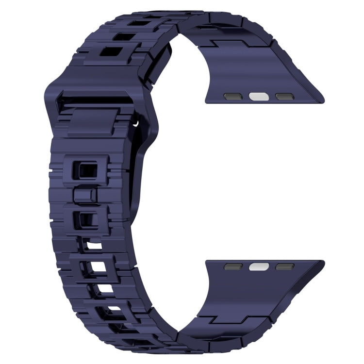 For Apple Watch SE 2023 44mm Square Buckle Armor Style Silicone Watch Band(Plating Blue) - Watch Bands by PMC TechLife | Online Shopping South Africa | PMC TechLife