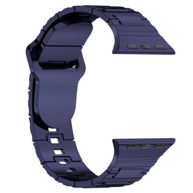For Apple Watch SE 2023 44mm Square Buckle Armor Style Silicone Watch Band(Plating Blue) - Watch Bands by PMC TechLife | Online Shopping South Africa | PMC TechLife