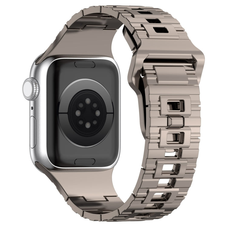 For Apple Watch SE 2023 44mm Square Buckle Armor Style Silicone Watch Band(Plating Titanium Silver) - free shipping - PMC TechLife - Order now!
