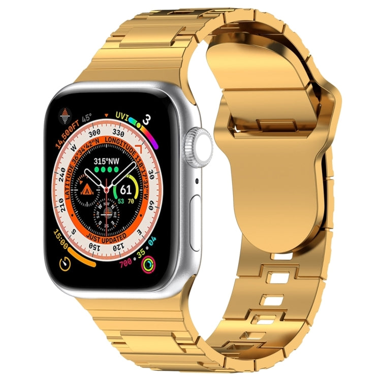 For Apple Watch 9 45mm Square Buckle Armor Style Silicone Watch Band(Plating Gold) - Watch Bands by PMC TechLife | Online Shopping South Africa | PMC TechLife