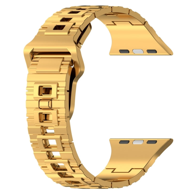 For Apple Watch 9 45mm Square Buckle Armor Style Silicone Watch Band(Plating Gold) - Watch Bands by PMC TechLife | Online Shopping South Africa | PMC TechLife
