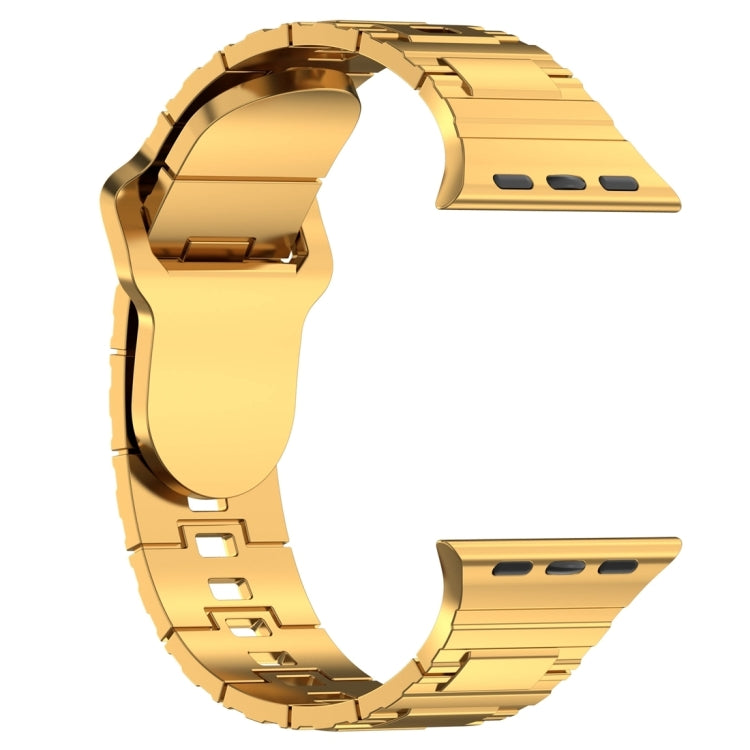 For Apple Watch 9 45mm Square Buckle Armor Style Silicone Watch Band(Plating Gold) - Watch Bands by PMC TechLife | Online Shopping South Africa | PMC TechLife