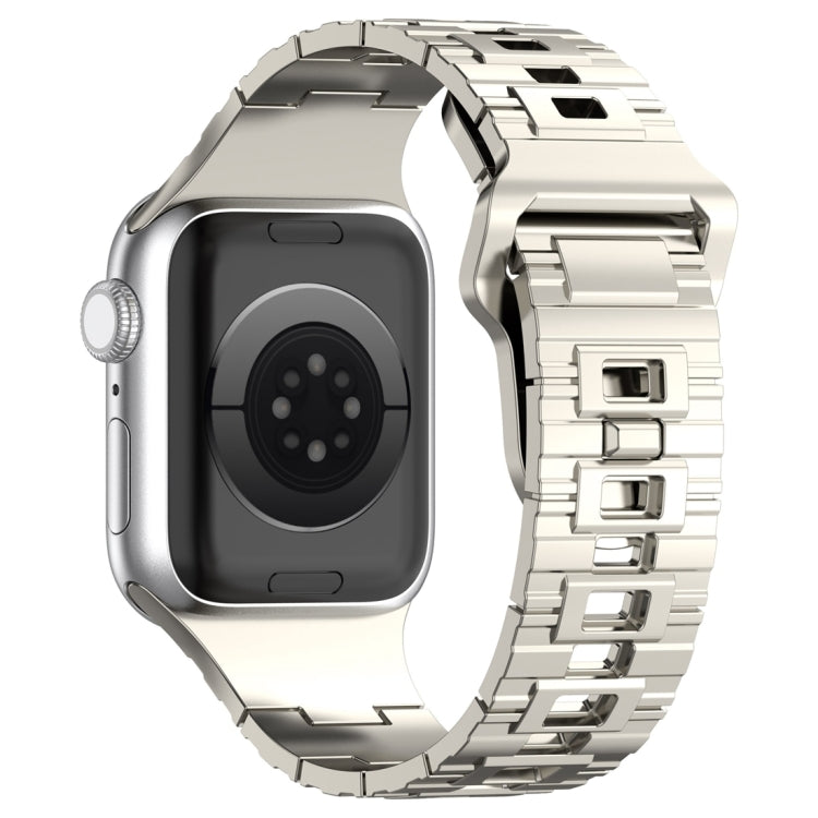 For Apple Watch 9 45mm Square Buckle Armor Style Silicone Watch Band(Plating Silver) - Watch Bands by PMC TechLife | Online Shopping South Africa | PMC TechLife