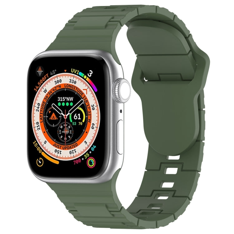 For Apple Watch 9 45mm Square Buckle Armor Style Silicone Watch Band(Dark Green) - Watch Bands by PMC TechLife | Online Shopping South Africa | PMC TechLife
