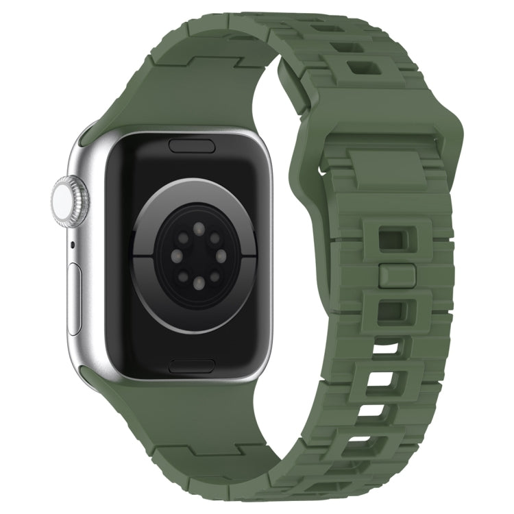 For Apple Watch 9 45mm Square Buckle Armor Style Silicone Watch Band(Dark Green) - Watch Bands by PMC TechLife | Online Shopping South Africa | PMC TechLife