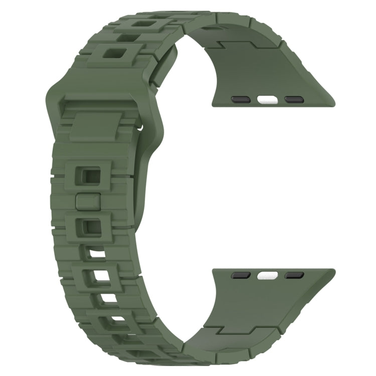 For Apple Watch 9 45mm Square Buckle Armor Style Silicone Watch Band(Dark Green) - Watch Bands by PMC TechLife | Online Shopping South Africa | PMC TechLife