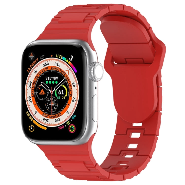 For Apple Watch 9 45mm Square Buckle Armor Style Silicone Watch Band(Red) - Watch Bands by PMC TechLife | Online Shopping South Africa | PMC TechLife